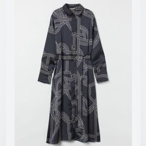 H&M Satin Midi Dress with Belt